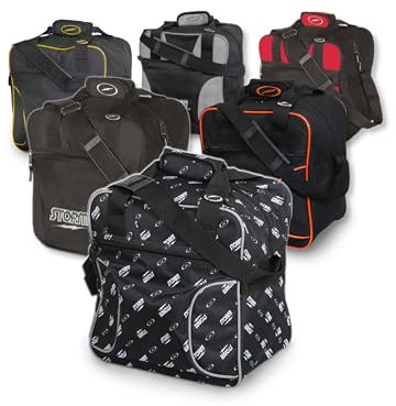 EMAX | 1-Ball-Bowling-Tasche | Storm - Solo Single Tote | Kleine schmale Bowlingbag für einen Bowling-Ball Schuhe Zubehör | Bowling-Ball-Tasche (Schwarz/Dye-Sub)