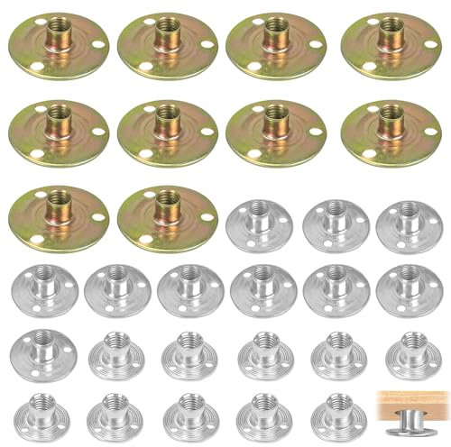 Lot de 30 écrous en T M8 x 22/27/37 - Alésage en T - Plaque galvanisée - Écrous en T en acier au carbone - Écrous en T Mardatt - Ferrures de meubles - Kit de bride pour meubles en bois solide