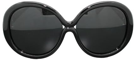 Luxxada Vintage Sonnenbrille Damen Groß Rund Schwarz Polarisiert Hippie Retro Brille Festivalbrille Oversized Gläser