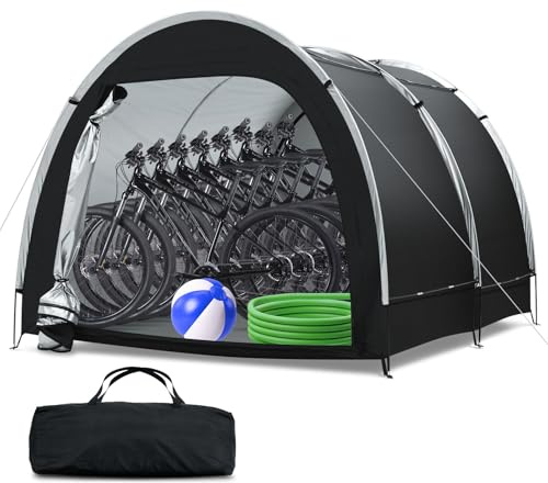 【Qualità superiore】Dikutar capannone grande tenda per bici, 2 x 2,4 x 1,7 m, tenda portatile per garage, tenda da esterno per biciclette con doppie porte, capannoni impermeabili per moto Oxford 210D