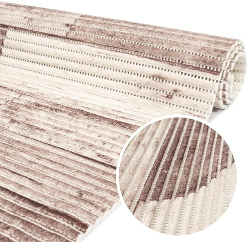 ANRO Weichschaummatte Badematte Bad Dusche WC Vorleger Teppich Antirutsch Badläufer Holz 120x130cm