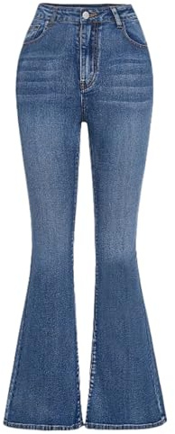 Kids Flared Jeans Girls Baggy Fashion School Teenage Girls Loose Fit Bootcut Denim Trousers Buttons Elegant Comfy Stretchy Casual Sports Vacation Sweatpants 5-14 Years (Dark Blue, 13-14 Years)