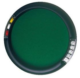 Plateau Piste de Jeux Ronde 31 cm Vert + 5 des + 21 jetons Plastique - Jeu de Societe Yam, 421 - Set Accessoire et Une Carte