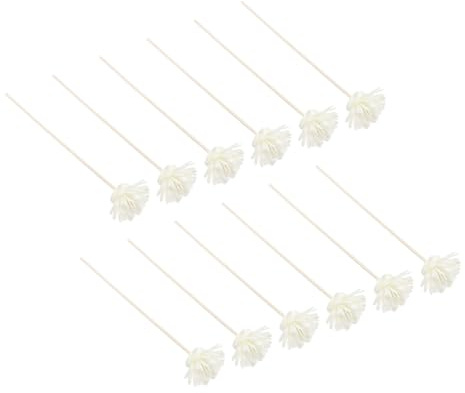 Holibanna 12 Piezas Varillas Difusoras Aromáticas Decorativas de Ratán con Flores Blancas Accesorios Artesanales para Ambientar Habitaciones y Liberar Fragancias Naturales