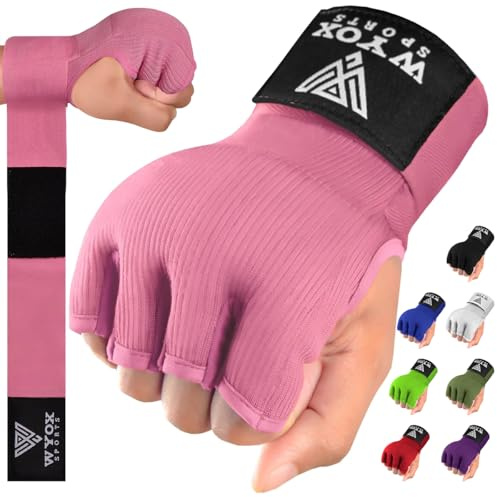 WYOX Gel Boxing Hand Wraps Inner Gloves for Men & Women – 80cm Quick Wrist Strap, Padded Knuckle Support, Fingerless MMA Muay Thai Kickboxing Wraps for Training, Punching & Martial Arts