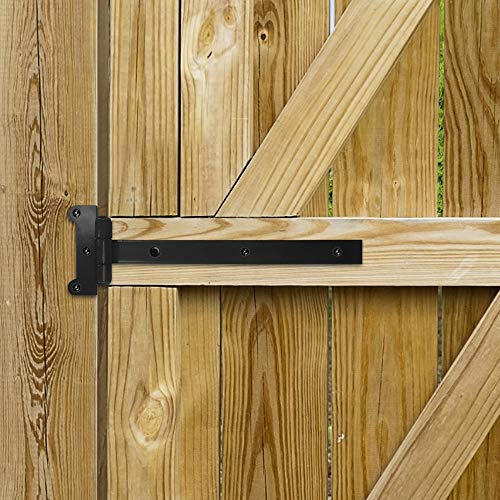 Nuvo Iron SH12BLK Black 12” Heavy Duty Rectangular Strap 2 Gate Hinge, 12 Inch