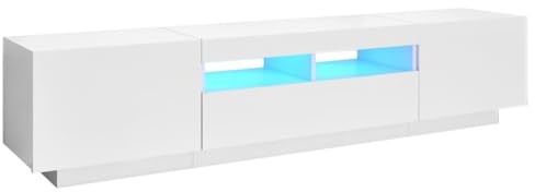 vidaXL TV Schrank mit LED-Leuchten Lowboard Sideboard Fernsehschrank Fernsehtisch TV Möbel Tisch Board HiFi-Schrank Weiß 180x35x40cm