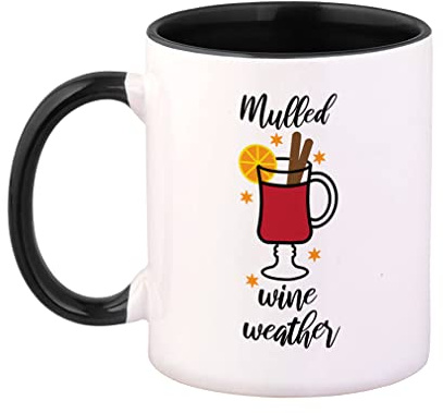 Ceramic Colorful Coffee Mug 11 Ounces Mulled Wine Weather Wine Glass Style B Tea Cup Christmas Spiced Wine Black Inner Handle