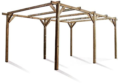Bricoloco Cochera de Madera para 1 Coche Exterior Pino 13,4 m² 3x5 MTS. Certificado FSC y Tratamiento antihongos, Insectos y Moho. Garaje Exterior para Coche. (2)