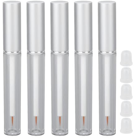 Agatige Contenitore vuoto per tubo eyeliner in plastica, 5 pezzi da 3 ml a prova di perdite con tappo in gomma flacone per siero per ciglia per viaggiare in campeggio