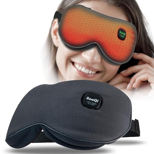 SooQi Cordless Heated Eye Mask for Dry Eyes and Fatigue, Rechargeable with Adjustable Strap and Graphene Heating, Ideal for Sleep, Meditation, Travel, and Gifts for Women and Men