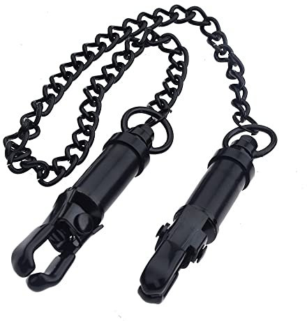 Metal Nipple Clamps, Adjustable Breast Nipple Clamps for Women, Papilla Straighteners Corrector Nipple Shield Nipple Clamps with Chain Adjustable Breast Clamps, Adult Toys (Silver) (Black)