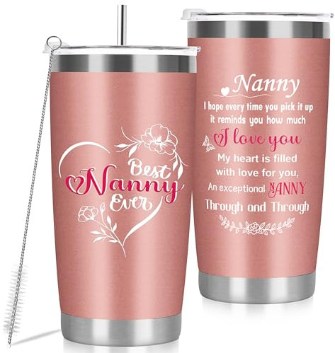 MestectPET Nanny Birthday Insulated Wine Tumbler Gift - Mothers Day, Christmas Gifts for Nana, Nanna - Insulated Coffee Cup 600ml
