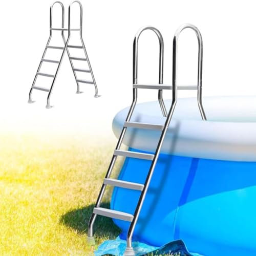 Échelle de piscine à 4 marches, entrée de piscine coulissante, charge 500 lb, échelle de piscine pour piscines hors sol, échelle de piscine hors sol robuste, escaliers de piscine en acier inoxydable