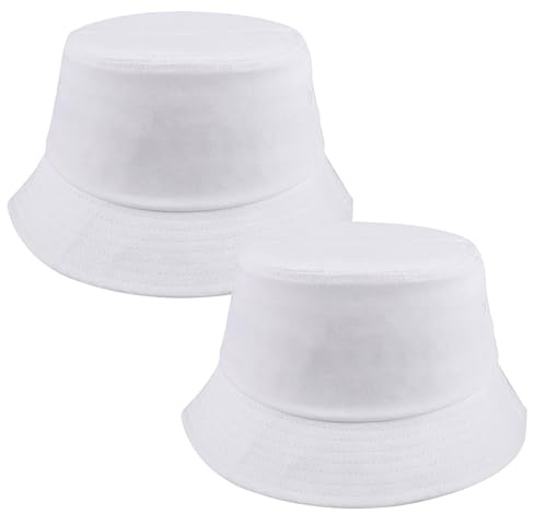 Zcbzbn Vit fiskehatt, solhatt, fiskarhatt, UV-skydd för fiskare, bomullsfiskarhatt, vikbar sommar utomhushatt, lämplig för sommar solskydd, strand, fiske, 2 stycken, Vit, one size