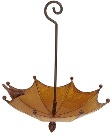 Denash Mangeoire à Oiseaux Parapluie en Métal et Fer, Grand Espace pour la Nourriture et l'eau, Pendentif Décoratif Exquis pour Le Jardin de la Maison