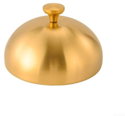 Copertura per piatti da bistecca in acciaio inox, moderna cupola rotonda con finitura spazzolata per barbecue, teppanyaki, cibo per casa, cucina commerciale (23 cm dorato)