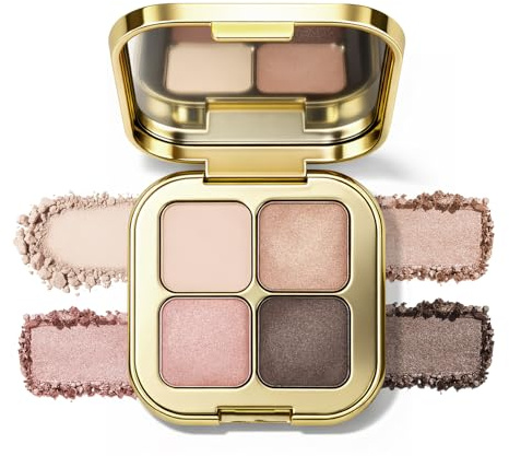 Erinde Palette Ombretti Opachi 4 Colori, Ombretti Altamente Pigmentati, Palette Make-up Professionale, Lunga Durata, Texture in Polvere Fine, Facile da Sfumare, per Trucco Occhi Naturale, #01