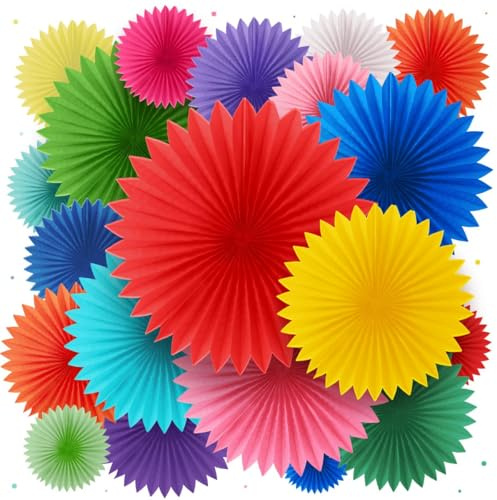 UNOZAVER Regenbogen Papierfächer Deko Set 20 Stück 4 Größen 15 20 25 35cm Bunt Hochzeit Geburtstag Baby Shower Frühling Sommer Gartenparty