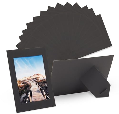 Juvale 4x6 Black Cardboard Photo Frames Bulk -Tabletop Easel Back for DIY Crafts - Paper Picture Frames with Stand 50-Pack