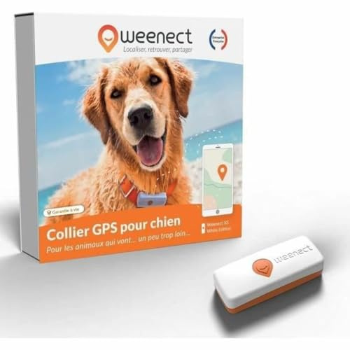 Weenect XS - Rastreador GPS para perros (White Black Edition 2023) | Seguimiento GPS en tiempo real | El modelo más pequeño del mercado | Funciona con suscripción | Garantía de por vida