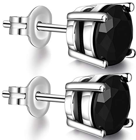 Jiahanzb 18K Blanco Oro Plateado Pendiente Brillante Diamante Hombre Mujer Circonitas Pendientes Plata de Ley 925 Regalo de Cumpleaños Navidad San Valentin Color Blanco