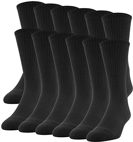 Gildan mens Performance Crew Socks, 12 Pairs Socks, Black, Large US