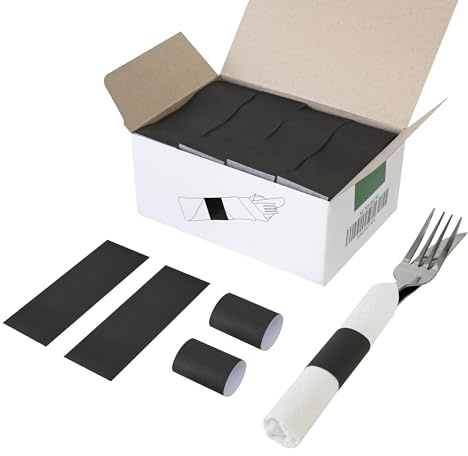 NATURALABEL Standard Napkin Band, Paper Napkin Rings Self Adhesive 2000-Count (Black)