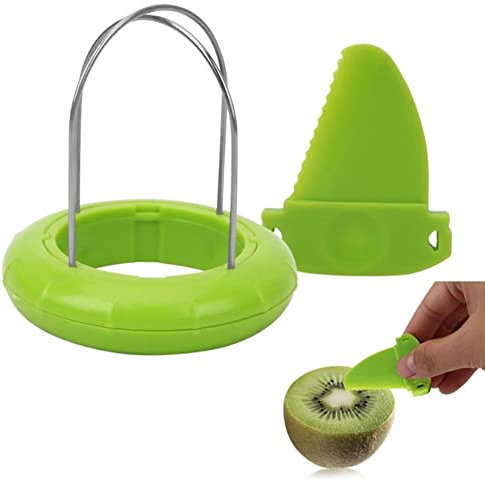 Éplucheur de fruits 2 en 1, éplucheur de fruits en acier inoxydable, coupe-kiwi, coupe-kiwi, éplucheur de kiwi, éplucheur de cuisine créatif, dispositif de coupe pour fruits et légumes
