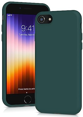 YATWIN Silicone Case for iPhone SE 2020/2022, iPhone 8/7, Soft-Touch, Shockproof, DustProof, Antiskid Apple Phone Cover for iPhone SE 2nd 3rd Generation - Dark Green