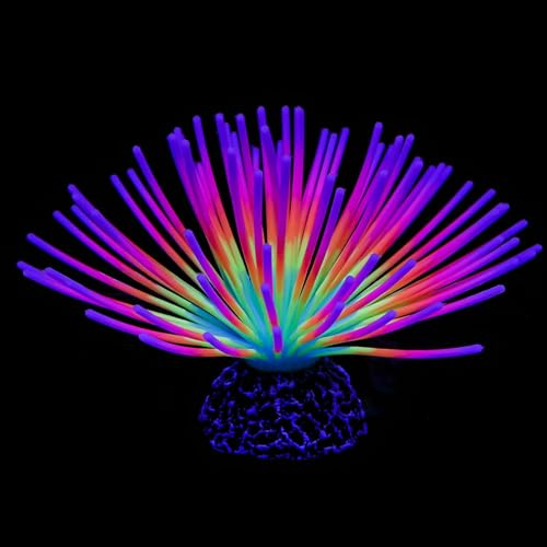 Yitaocity Oursin de mer Phosphorescent en Silicone - Boule d'oursin Artificiel avec Effet Lumineux pour décoration d'aquarium (Arc-en-Ciel)