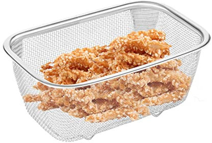 Fine Mesh Oil Strainer - Rectangle Oil Strainer Basket, Stainless Steel French Fries Holder, Cooking Oil Strainer Basket, Fine Mesh Food Sieve, Multifunctional Kitchen Sink Strainer Basket for Frying