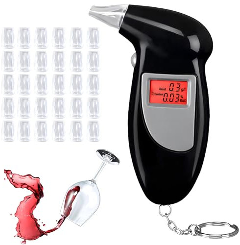 Mr.Twinklelight Alkoholtester, Polizeigenau Alkoholmessgeräte mit 30 Mundstücken, Professioneller Alkohol Tester Promilletester mit Digitaler LCD Bildschirm für den Einsatz zu Hause oder auf Partys