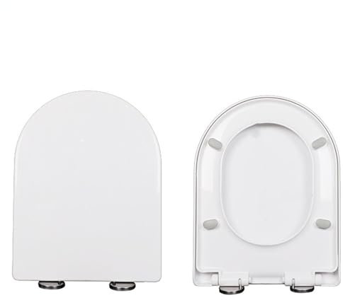 Giural Abattant WC avec Frein de Chute, Couvercle WC en PP, Lunette WC en Forme de D/U avec Frein de Chute pour Nettoyage Facile, Siège de Toilette Blanc avec Charnière Réglable,33.5x42cm