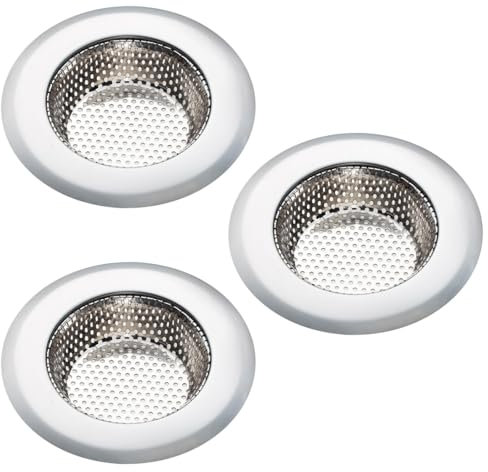 3 Pezzi Filtri per Lavello, Doccia, Tappo scarico Trattiene Capelli, Filtri per Lavello in Acciaio Inossidabile, Cucina Sink Strainer da 7 cm, per Doccia, Vasca da Bagno, Lavabo