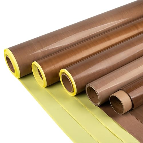 TIHONORI Nastro in Tessuto di Vetro PTFE Teflon con Carta Protettiva, 100x100cm Nastro Isolante in Fibra di Vetro Rivestito in PTFE Alta Temperatura,0.13mm Thick 1mx1m