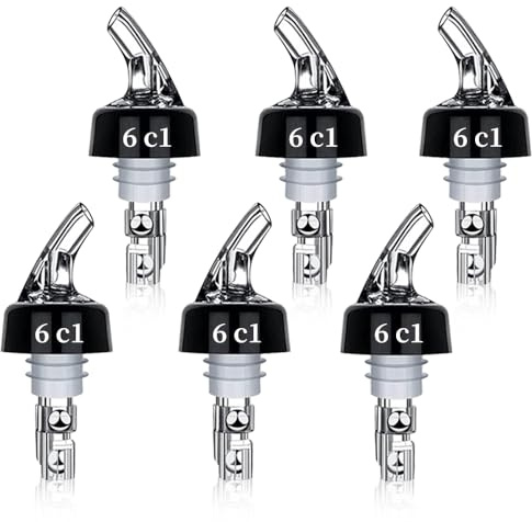 Aoreun Dosificador Auto Pour Boquillas, 6 Piezas 6cl Boquilla de medición rápida, Transparente Botella vertedores Dosificador Automático para Cócteles, Aceite, Vino Whisky, Aguardiente