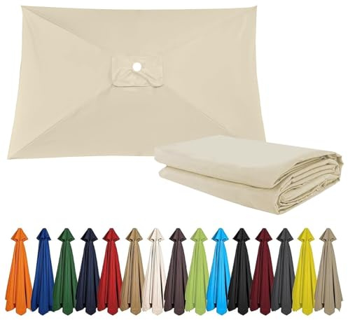 Grandes Telo Ricambio Ombrelloni UV50+ 2x3m 6Stecche, 2x2m 4Stecche 3x3m 8Stecche, Copertura Per Ombrellone Tela Di Ricambio Baldacchino, Resistente Ai Raggi UV,All'Acqua Fornisce Ombra(Beige,300X200c