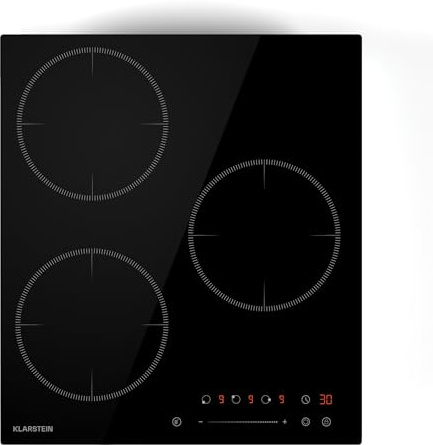 Klarstein Delicatessa Induction Hob - 3-Zone Built-In Induction Cooker, 6600W Boosters, Slider Touch Control, Timer & Child Lock, Residual Heat Indicator, Black Ceramic Glass, 45cm