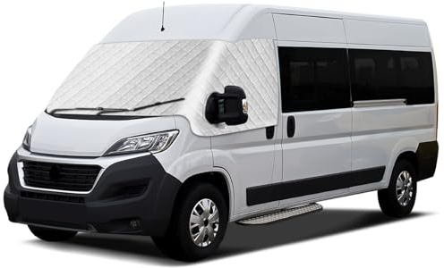 FormiPow vindrutesolskydd för Fiat Ducato 2006–2026, 5-lagers reflekterande utomhussolskydd, anti-UV/frost/EIS/dammskydd för Ducato Jumper Boxer 2006–2026