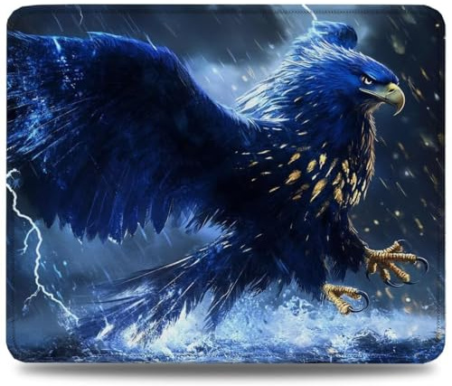 Mouse Mat 340 x 280 x 3 mm Gaming Mouse Pad, Non-Slip Rubber Base, Waterproof Surface Mousepad, Stitched Edges, Compatible with Laser and Optical Mice, Eagle Desk Mat, Gifts for Man Animal 0d-950