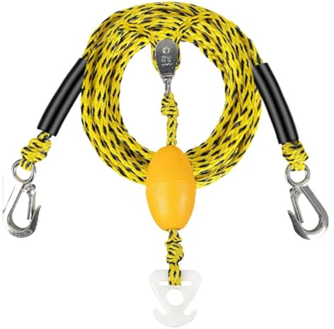 Cuerda de arrastre para hasta 4 usuarios, con gancho y polea giratoria de 360 grados, para pontones, piscinas, juguetes acuáticos inflables, kayaks, surf,