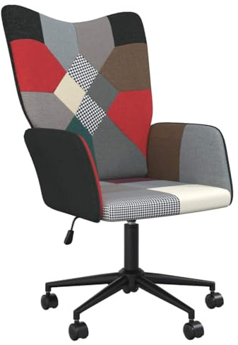 Ziaphsol Chaise de Relaxation Patchwork Tissu Confortable avec mécanisme de Levage à gaz, pivotante à 360 degrés, réglable en Hauteur, roulettes, idéale pour Salon, Chambre ou Bureau