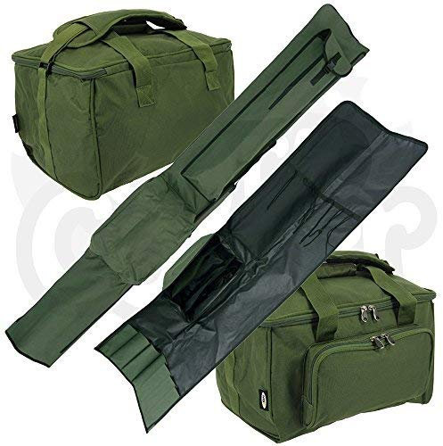 NGT Quickfish Tragetaschen-Set 3 + 3 zum Karpfen-Angeln, Rutenfutteral für 3,7 m Ruten und Zubehör, gepolstert