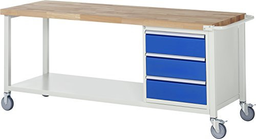 Rau 05 8157A6-207B4S.11 Fahrbare Werkbank Serie 8000, Lichtgrau/Enzianblau