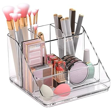 Ettori APLOP Makeup Organizer Tray, 6-Compartment Vanity Makeup Organizer for Jewelry, Hair Accessories, Bathroom Counter or Dresser