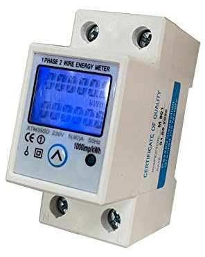 JVJ Compteur de courant alternatif 230 V 5-80 A - Compteur d'énergie - Rétroéclairage numérique réinitialisable - Wattmètre monophasé - Montage sur rail électrique 50 Hz LCD DIN