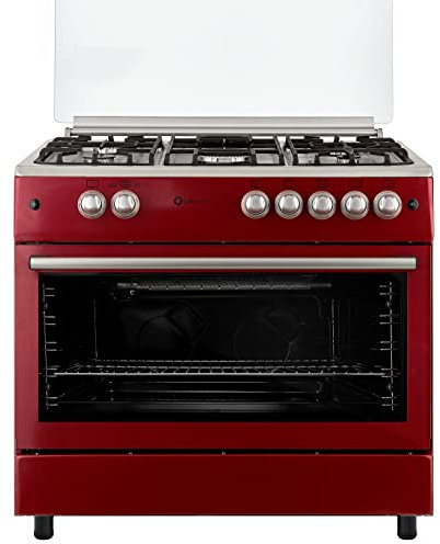 SOLTHERMIC F9L50G2 COCINA ROJA ESTILO RETRO / 5 FUEGOS Y HORNO PANORAMICO/GAS BUTANO Y GAS CIUDAD/ENTREGA A DOMICILIO Y RETIRADA DEL USADO GRATIS/ALTA GAMA