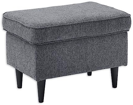 Stella Trading Oskar Fußhocker gepolstert, Anthrazit - Vintage Polsterhocker für Sessel, Couch und Sofa - 63 x 43 x 42 cm (B/H/T)