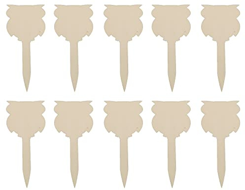 Juego de 20 carteles de madera de alta calidad, para escribir en diferentes formas, accesorios de jardín, bonitos carteles de madera, aprox. 10,8 cm x 6 cm, forma T